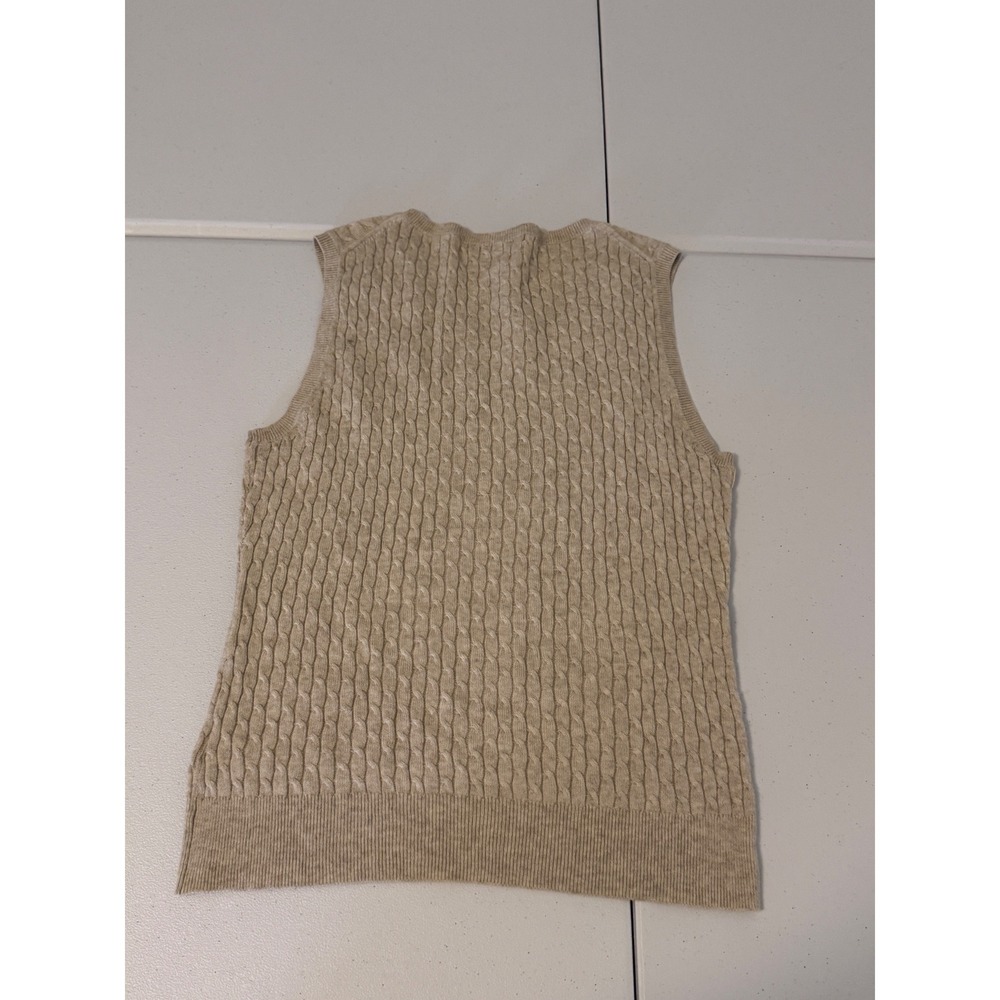 Banana Republic Tan Cable Knit Pima Cotton Wool Blend Sweater Vest Size M o3 - Picture 5 of 7